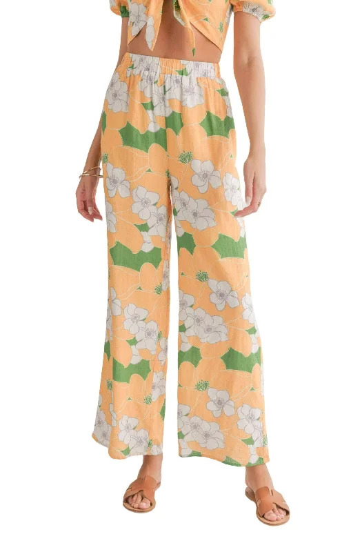 Bold Fashion Floral Wide Leg Pants In Desert Flower