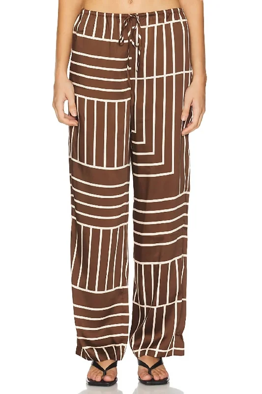 High End Designer Brands Discount Damani Pants In Brown Line Art