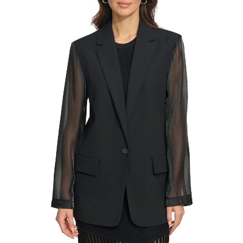 Versatile Wardrobe Essentials Womens Sheer Polyester One-Button Blazer