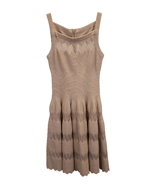 Vibrant Styles Alaïa Square Neckline Dress in Beige Silk