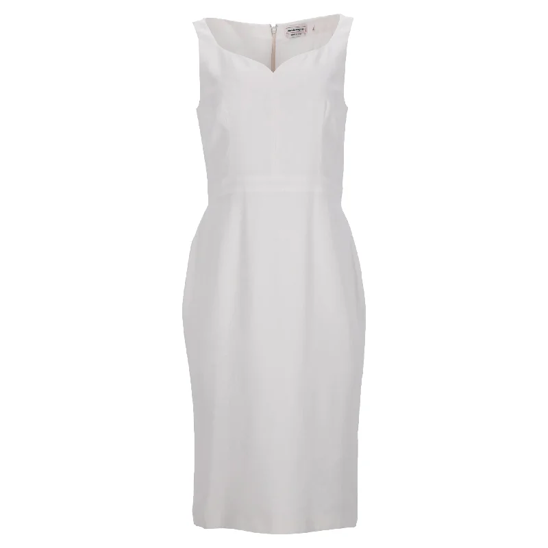 Save On Classic Elegant Styles Alexander Mcqueen Midi Kleid Dress in White Viscose