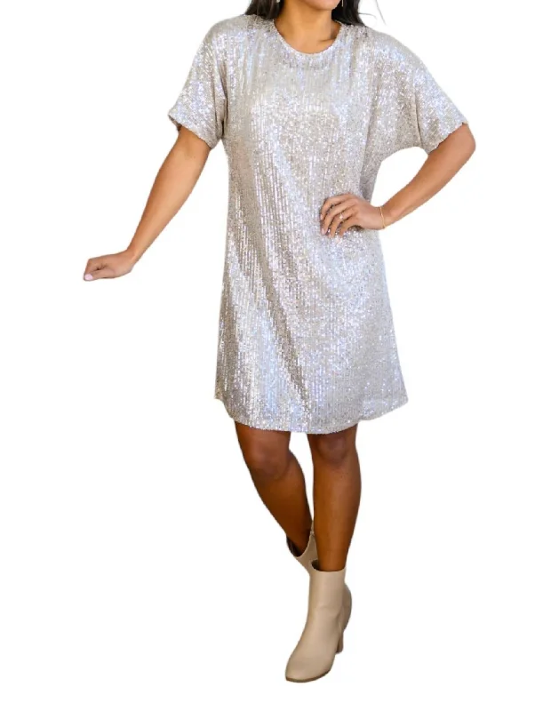 Trendy Styles Alexandria Sequin Dress In Taupe