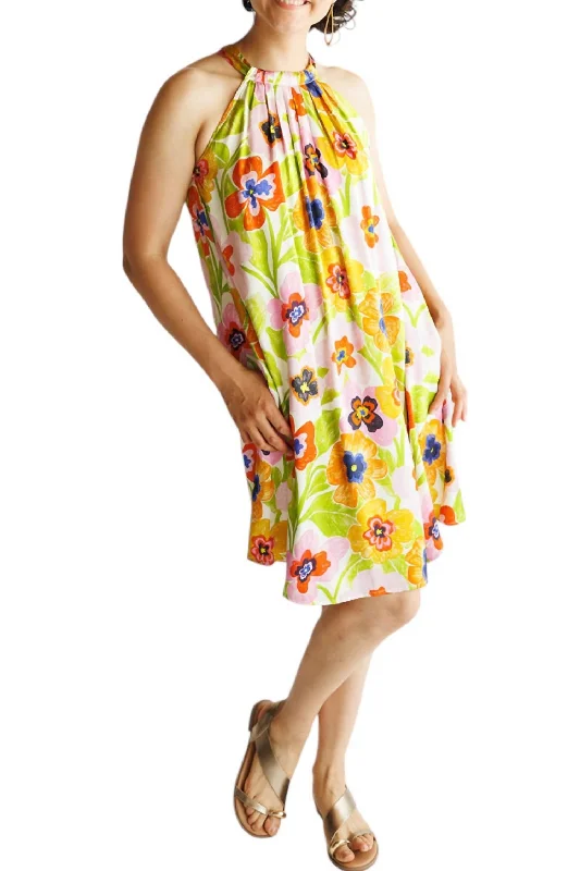 Comfortable Clothes Alisier Woven Dress In Spicy Garden Creme