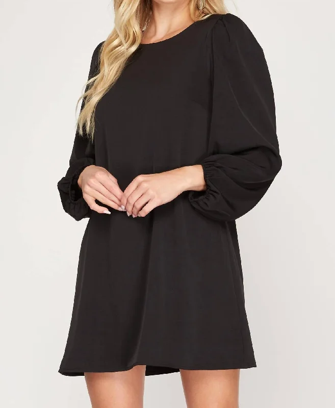 Season Transition Versatile Wear Clearance Balloon Dress In Black