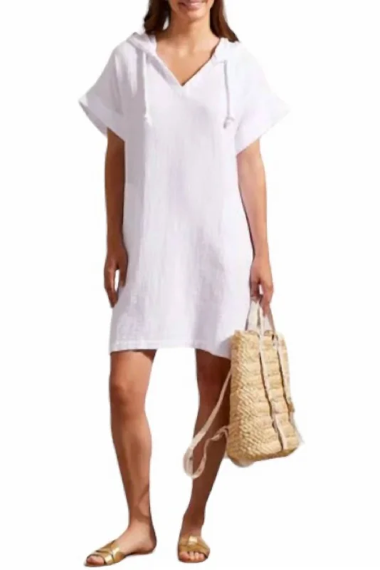 Discover Promotions Beach Dress Hood And Pockets In White