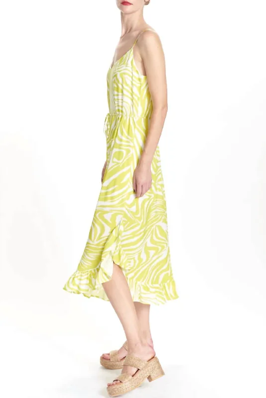 Summer Deals Calter Grace Ruffle Hem Slip Dress In Neon