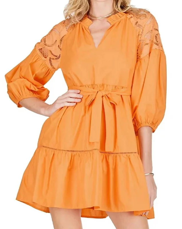 Spring Fashion Cut Out Tiered Dress In Orange