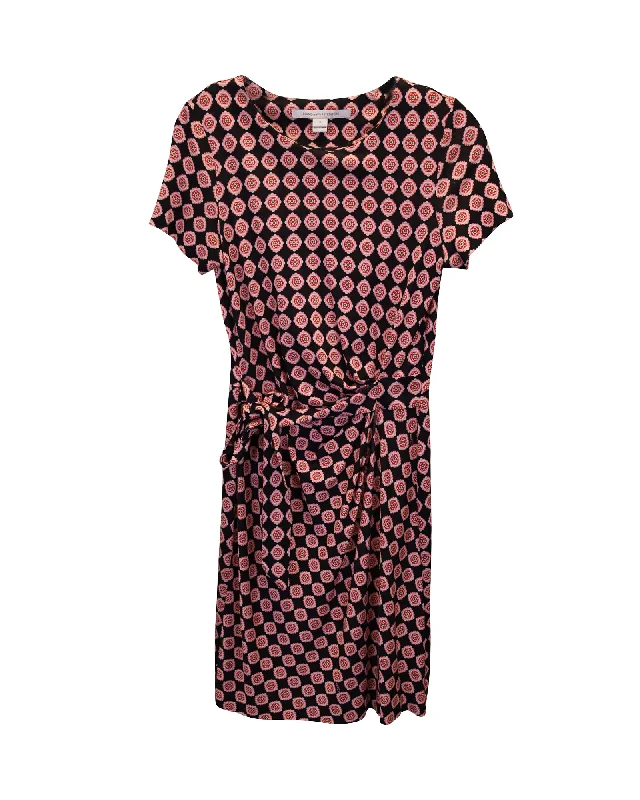 Chic Allure Diane Von Furstenberg Printed Mock-Wrap Dress in Multicolor Silk