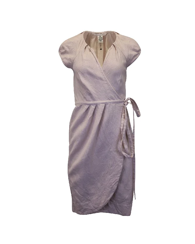 Mid Season Sale Diane Von Furstenberg Wrap Dress in Pink Linen