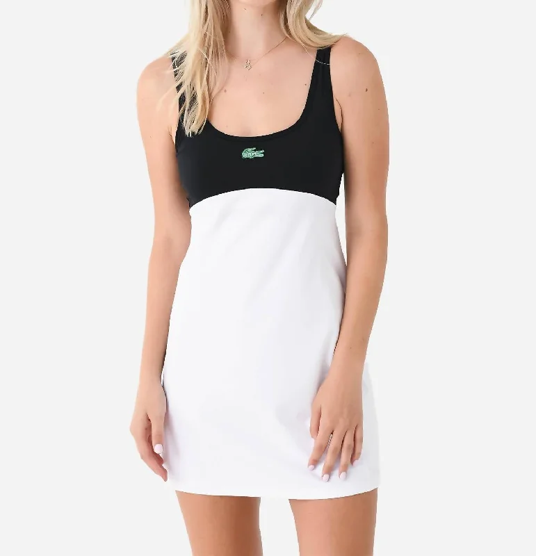 Chic Urban Fashion Look Dual-Color Active Dress In Blanc