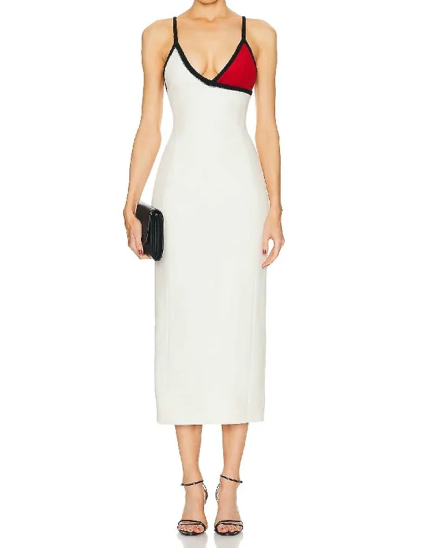 Brand Name Clothing Discount Extravaganza Edina Dress In Ivory, Red, Black