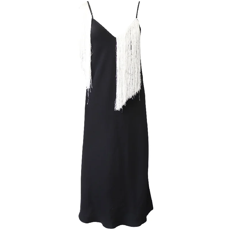 Seasonal Fashion Ellery Fringe Slip Dress in Black Acetate