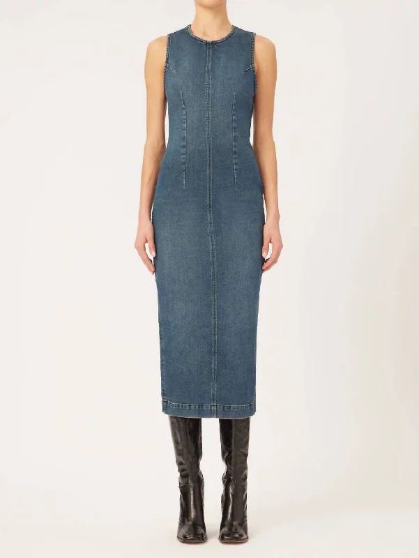 Eco Friendly Fashion Sale Esme Denim Dress In Faded Denim Wash