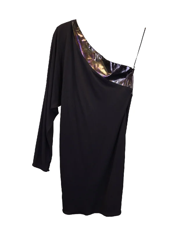 Fashionista Favorites Gucci One Shoulder Dress in Black Viscose