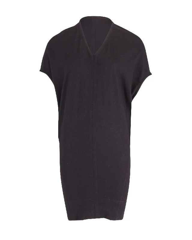 Day To Night Styles Helmut Lang Cocoon Dress in Black Wool