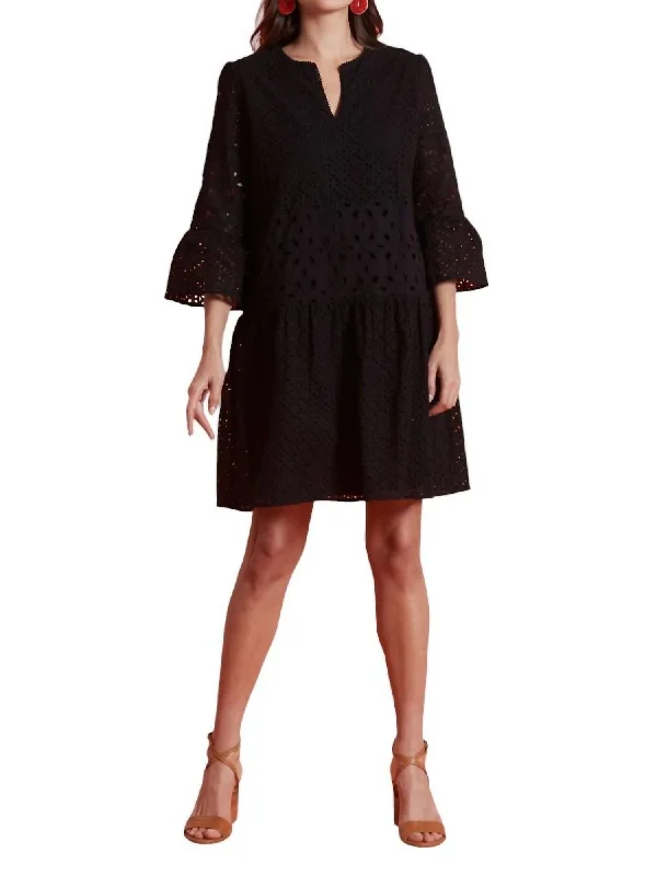 Style Beyond Borders Ingrid Eyelet Skimmer Dress In Black