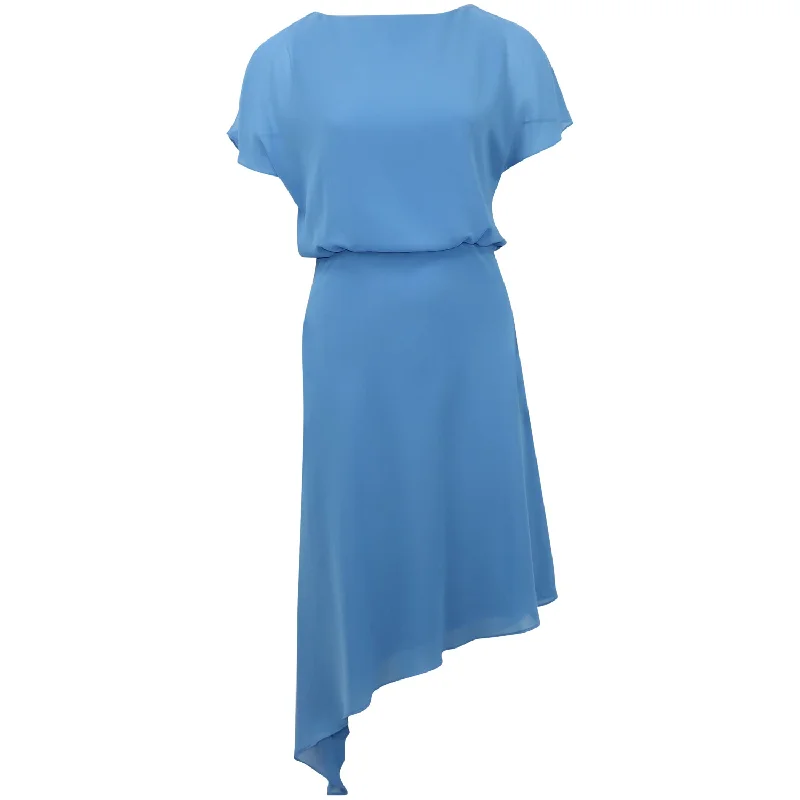 Trendy Women's Wear Iris & Ink Asymmetrical Dress in Blue Polyester