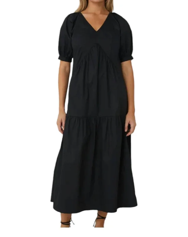 Fashionista Favorites Kennedy Long Cotton Dress In Black