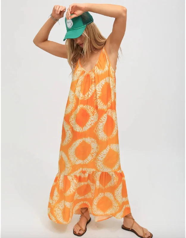 Premium Style Laney Dress In Tangerine Print