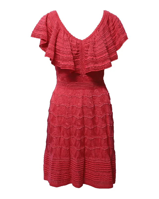 Chic Outfits M Missoni Ruffle Knitted Dress in Pink Cotton