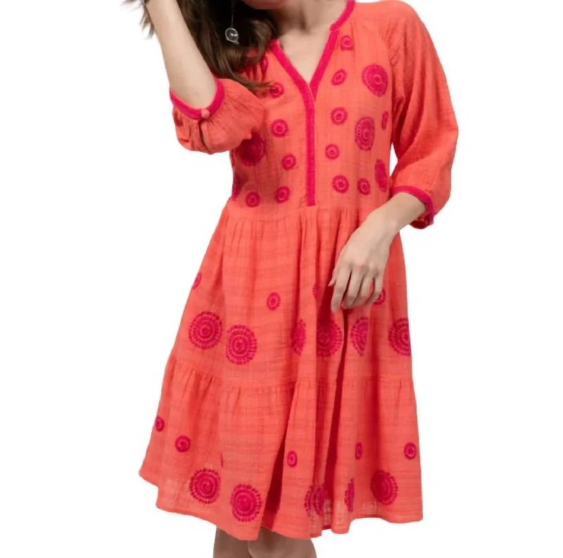 Casual Chic Clothing Many Medallions Dress In Tangerine