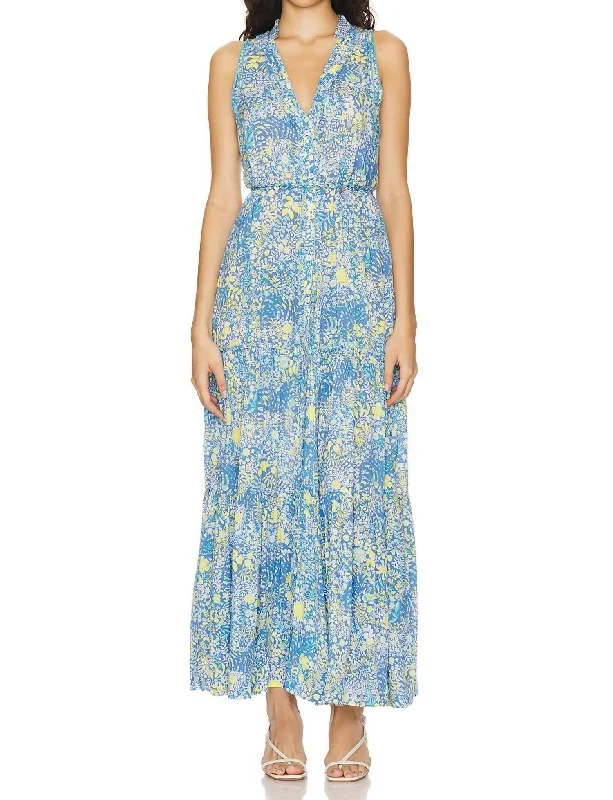 Effortless Comfort Nana Long Dress In Blue Corolle