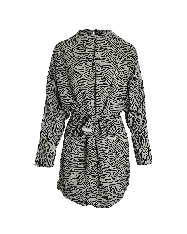 Fashion Deal Nanushka Hierro Belted Dress In Animal Print Viscose