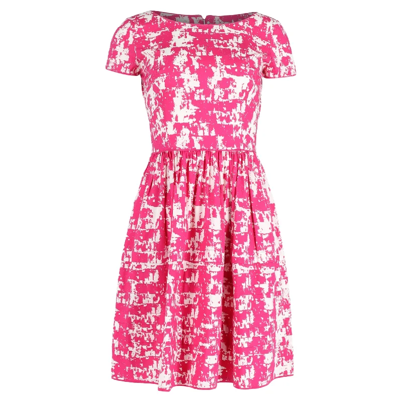 Sophisticated Outfits Oscar de la Renta Printed Knee-Length Dress in Pink Cotton