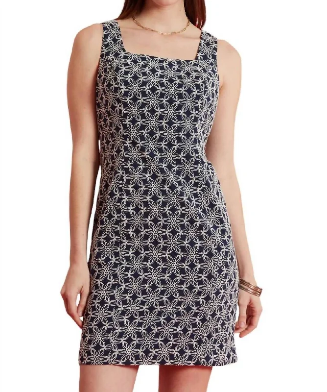 Trend Setting Threads Pamela Embroidered Dress In Navy