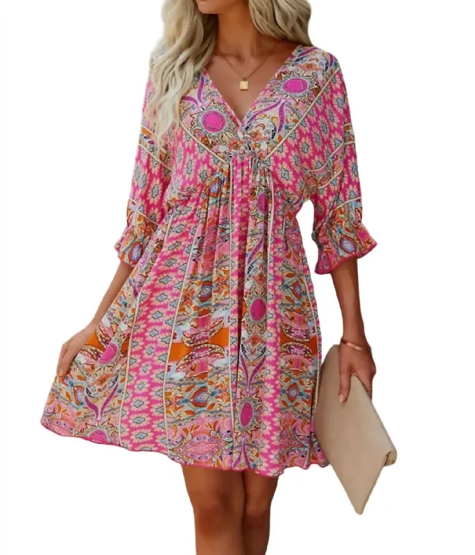 Browse Our Top Products Patterned Dress In Pink