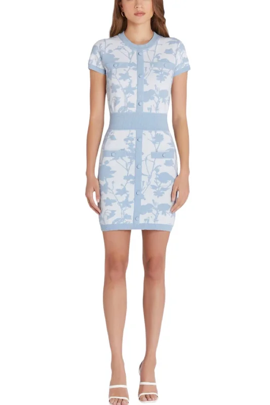 Urban Femme Streetwear Penelope Knit Dress In White/baby Blue