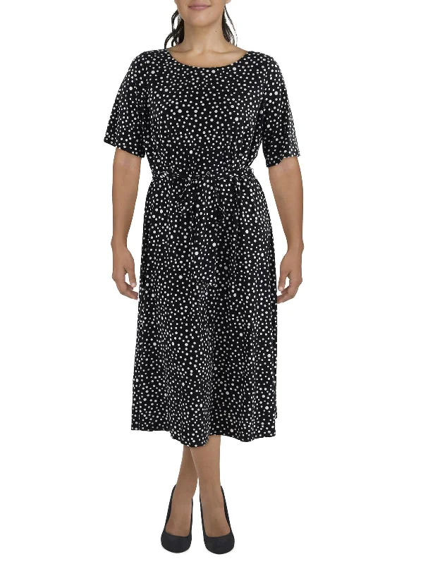 Redefining Women's Style Plus Womens Polka Dot Midi Wear To Work Dress