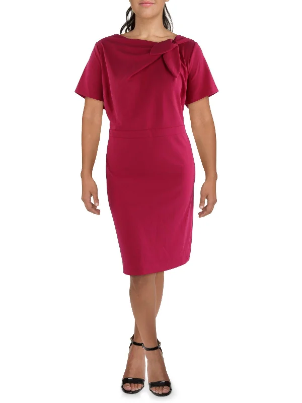 Wardrobe Refresh Plus Womens Tie Neck Knee-Length Wear To Work Dress