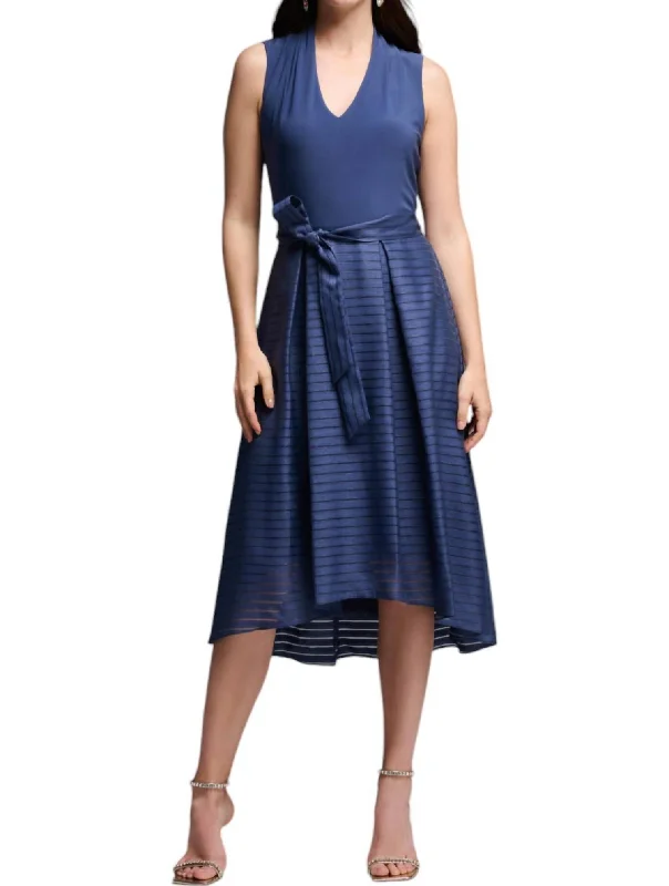 Alluring Design Silky Knit Dress In Midnight Blue