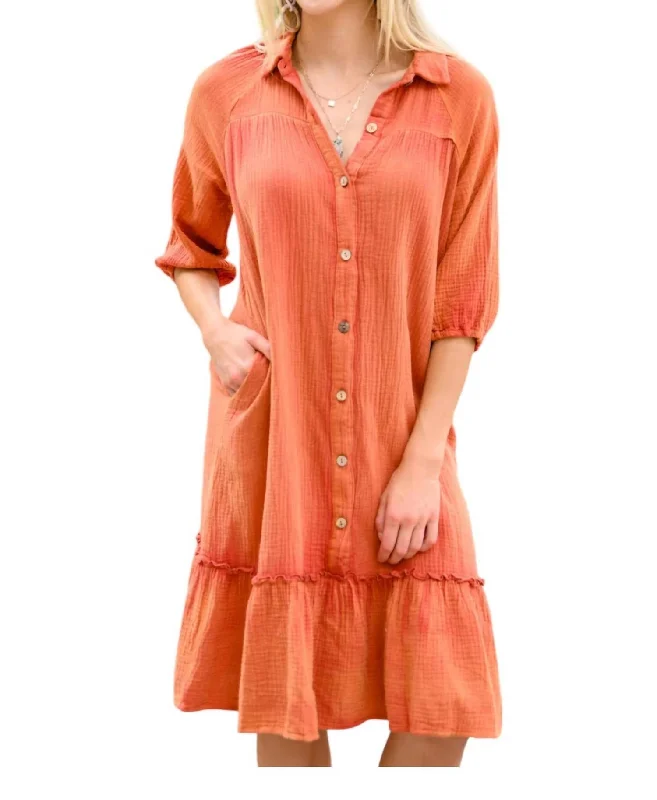 Discover Promotions Stuck With You Vintage Overdye Dress In Rust