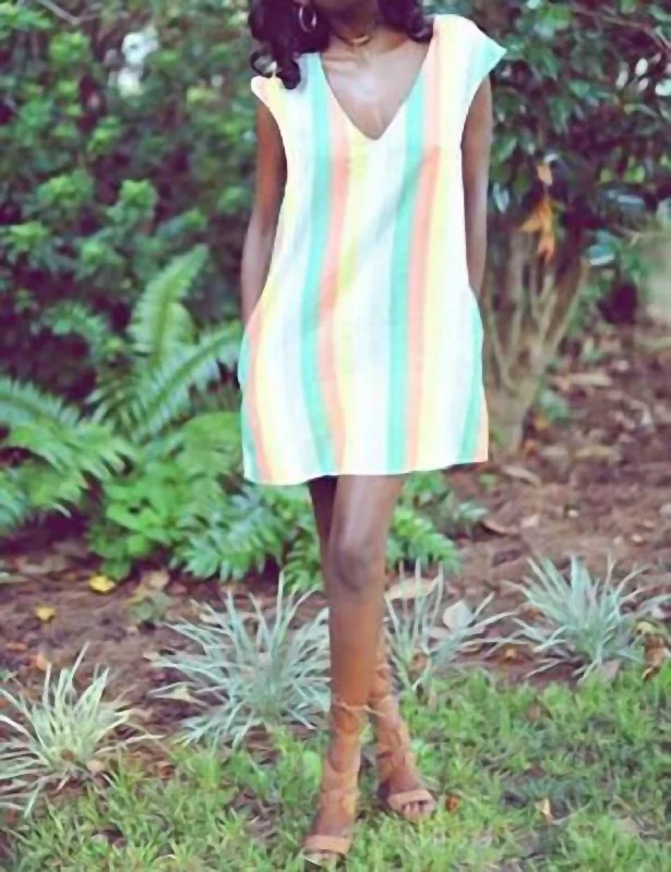 Hurry Before It's Gone Tropicana Shift Dress In Multi Stripes