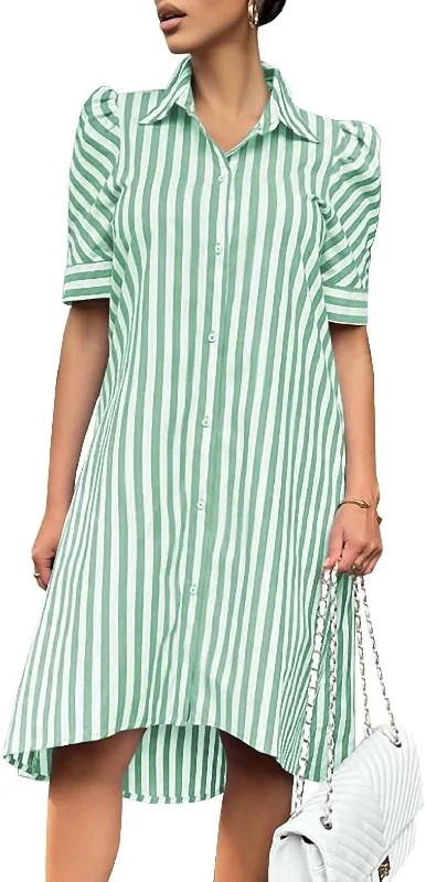 Style Without Limits Vibrant Vibe Wide Stripe Dress In Green