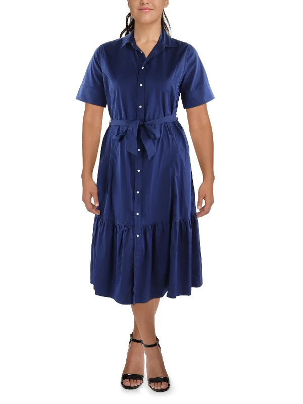 Ride The Style Wave Womens Cotton Midi Shirtdress