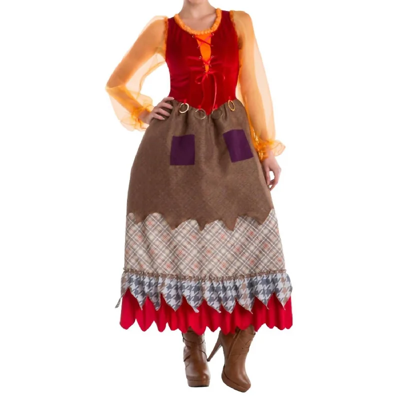 Seasonal Style Discounts Women's Goofy Salem Sister Dress Costume In Red/gold/tan