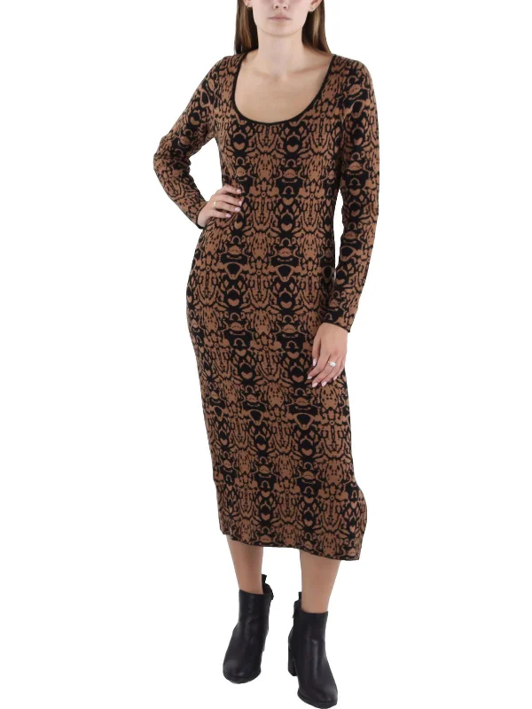 Shop Sale Items Womens Mid Calf Scoop Neck Sweaterdress